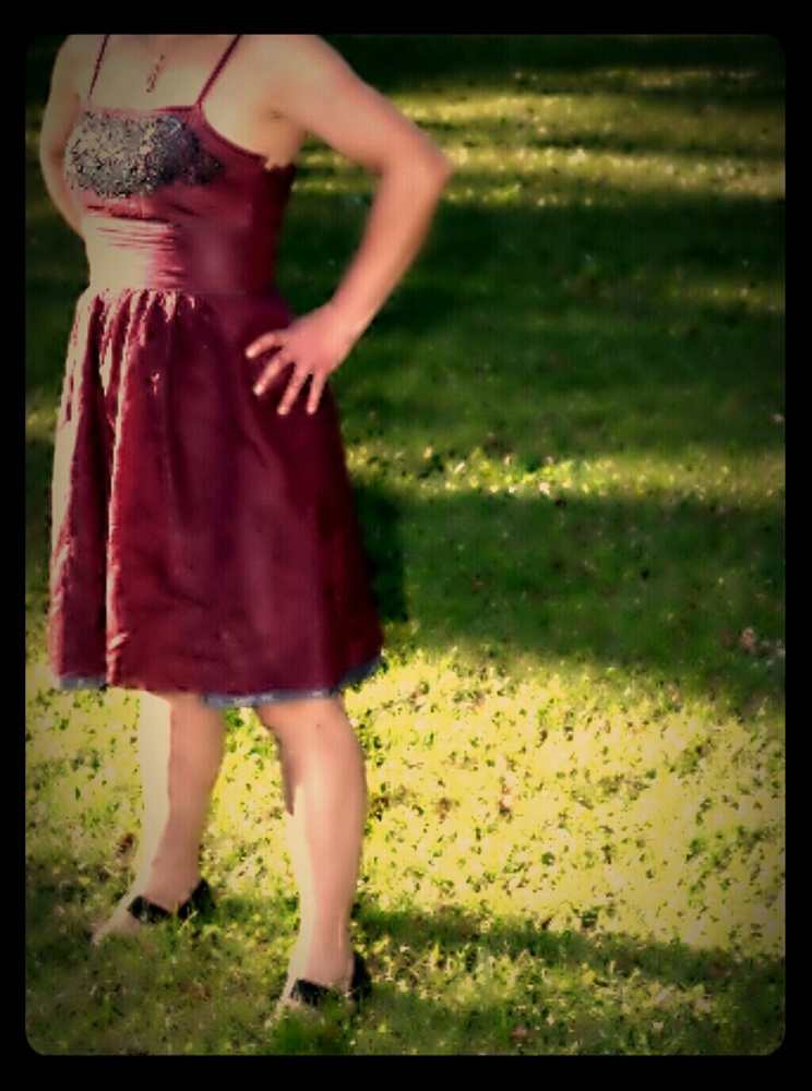 Burgundy beaded dress